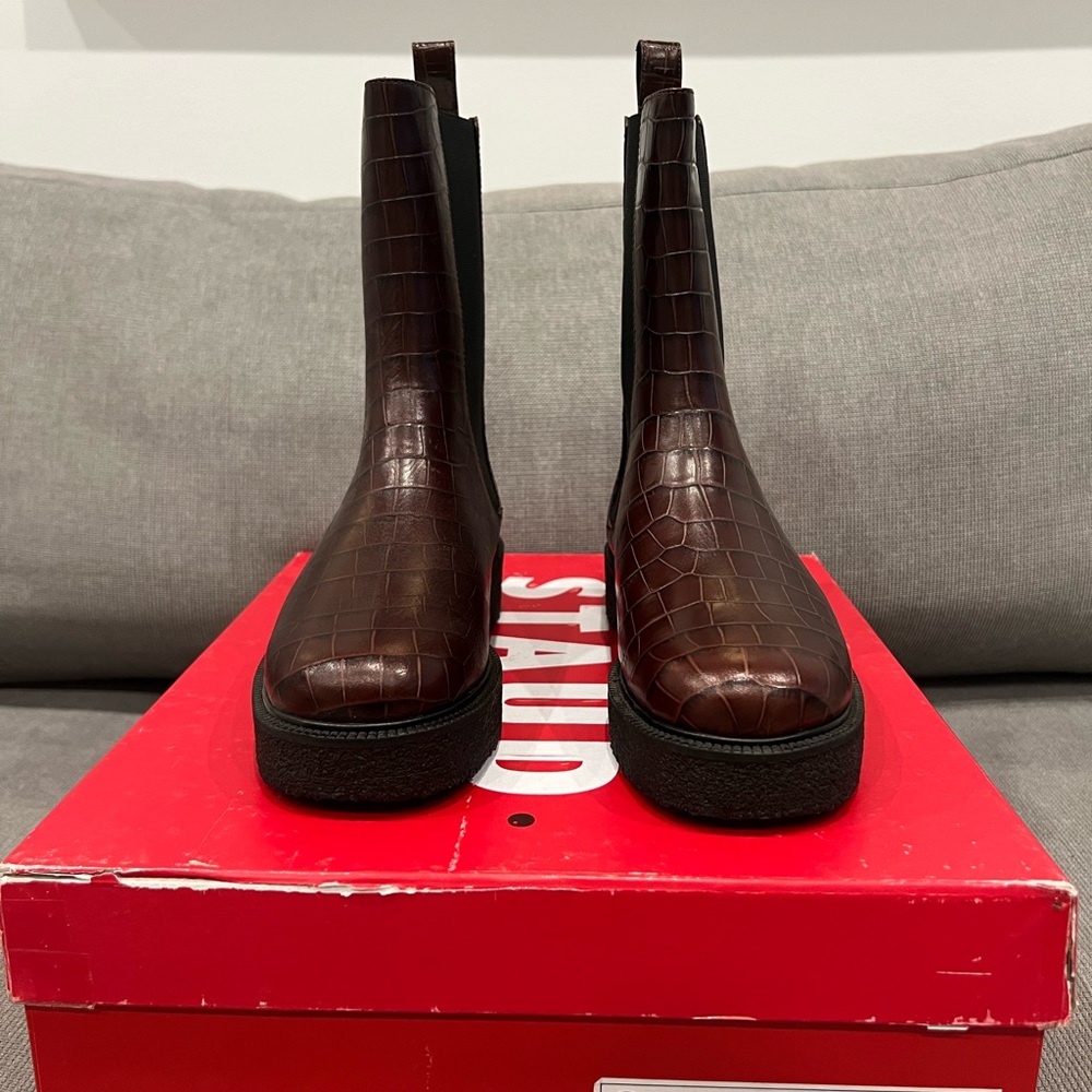 Staud Palamino Boot in Mahogany Croc - Picture 2 of 6